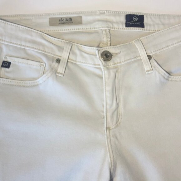 AG Adriano Goldschmeid The Stilt Cigarette Leg Ivory Jeans 27R - Picture 3 of 5